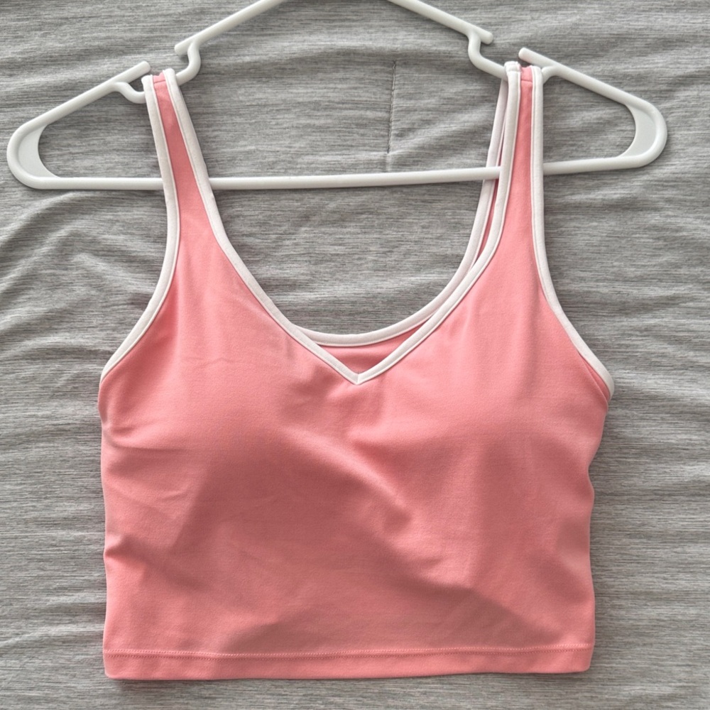 Aerie Pink Tank Top with White Trim